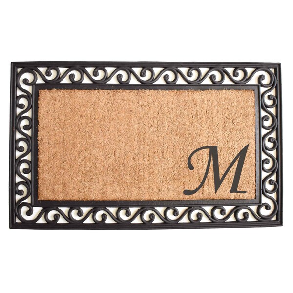 Calloway Mills Monogram Door Mat, Coir, Black, Natural, 18 in W x 30 in L 104021830M - main